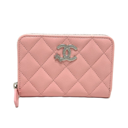 CHANEL Folded wallet Caviar skin pink Matrasse coco star