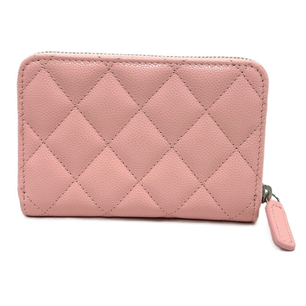 CHANEL Folded wallet Caviar skin pink Matrasse coco star