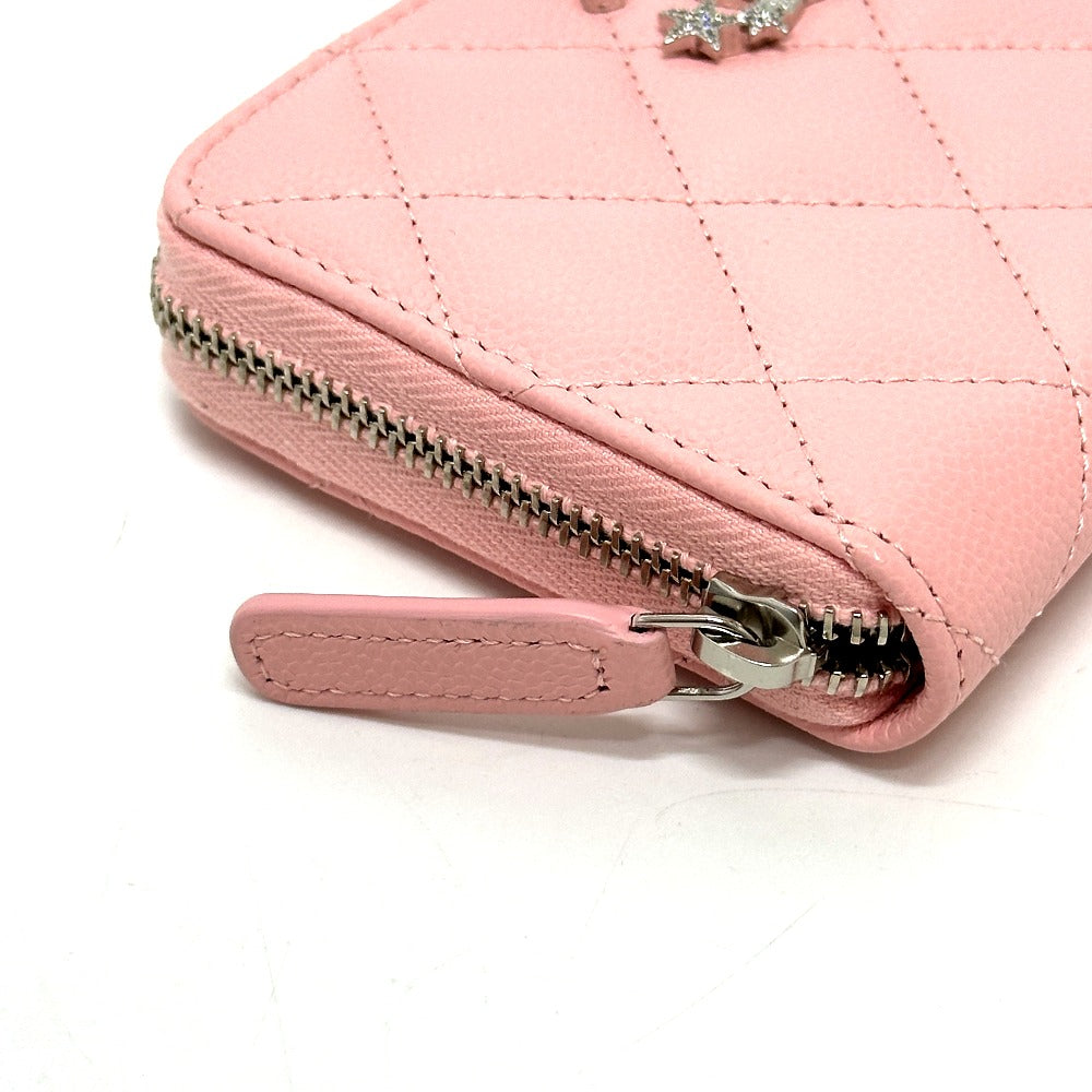 CHANEL Folded wallet Caviar skin pink Matrasse coco star