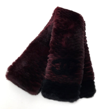 CHANEL Scarf fur Bordeaux CC COCO Mark fur Women