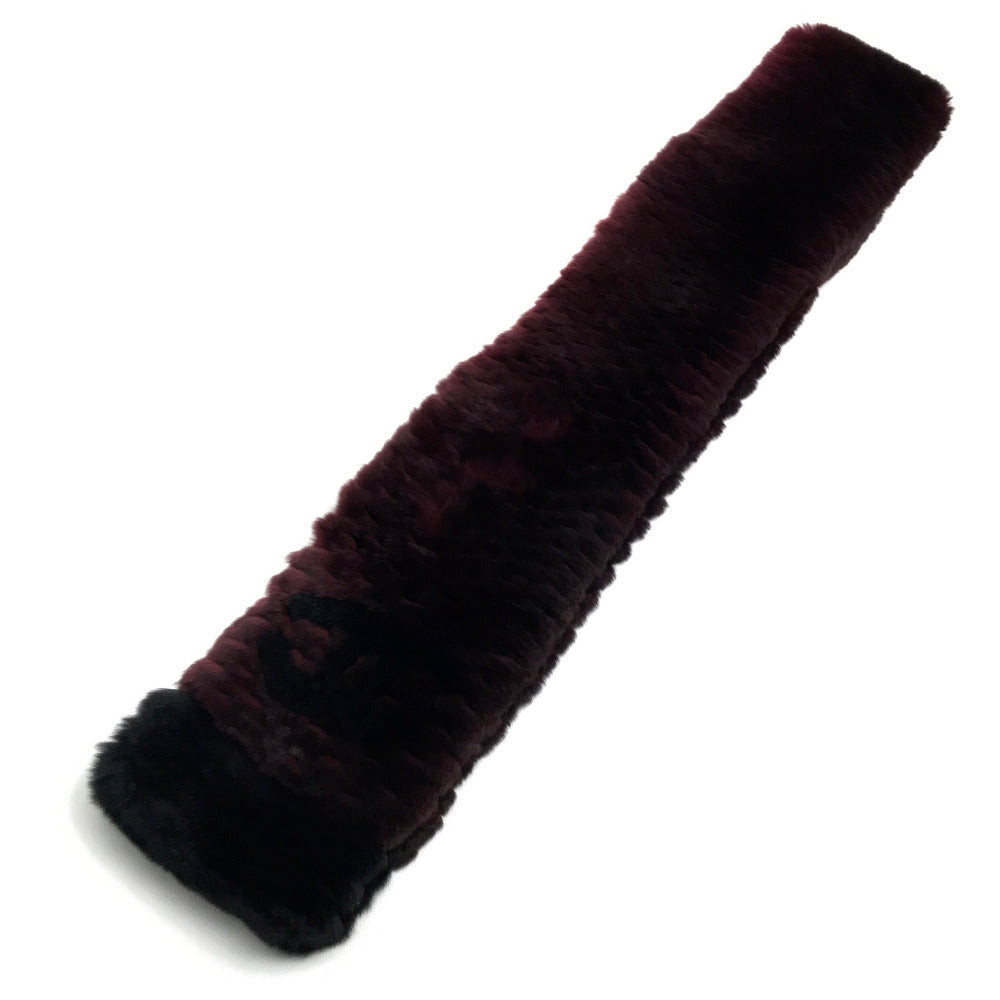 CHANEL Scarf fur Bordeaux CC COCO Mark fur Women