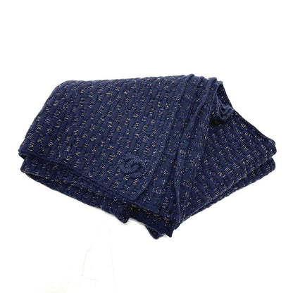 CHANEL Scarf cashmere blue COCO Mark Braid