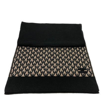 CHANEL Scarf cashmere black Total pattern COCO Mark mens