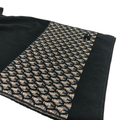 CHANEL Scarf cashmere black Total pattern COCO Mark mens