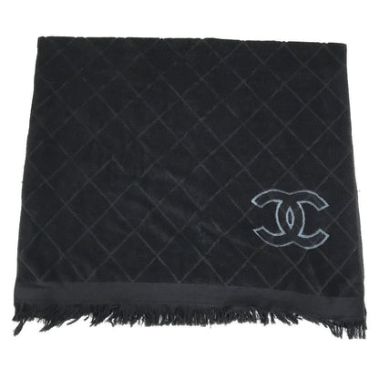 CHANEL towel cotton black COCO Mark CC logo Matrasse Women