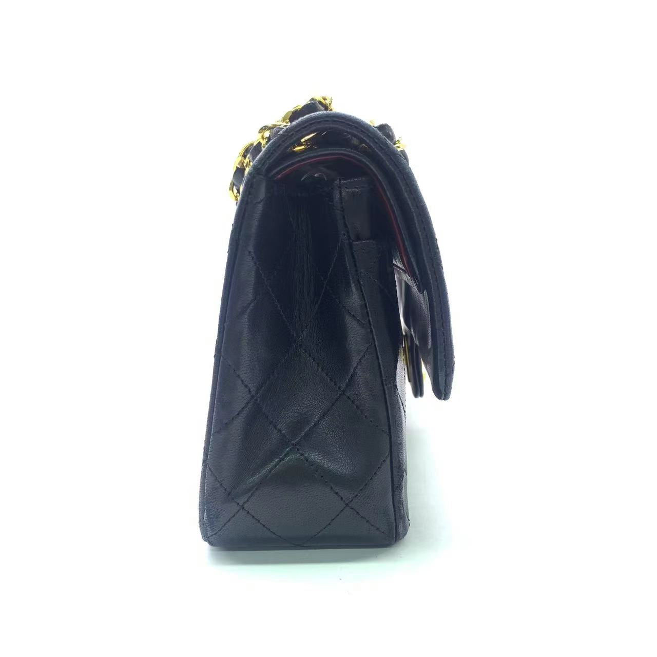 Chanel Classic Flap Small Black Lambskin Leather with 24k Gold Hardware