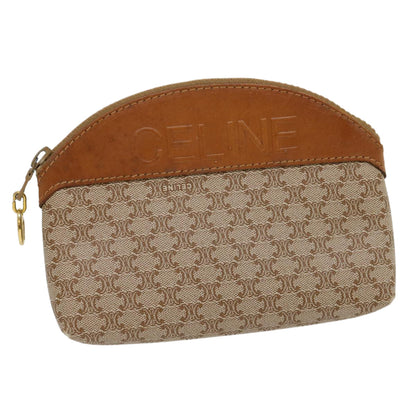 Luxury CELINE Macadam Canvas Pouch PVC Leather Beige  30369