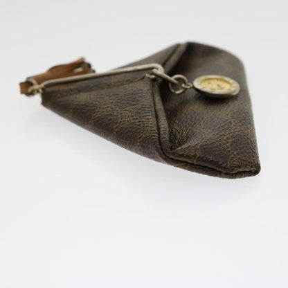 Luxury CELINE Macadam Canvas Fringe Coin Purse PVC Leather Brown  30370
