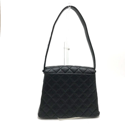 CHANEL Shoulder Bag Caviar skin black COCO Mark Matrasse CC