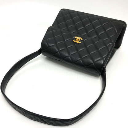 CHANEL Shoulder Bag Caviar skin black COCO Mark Matrasse CC