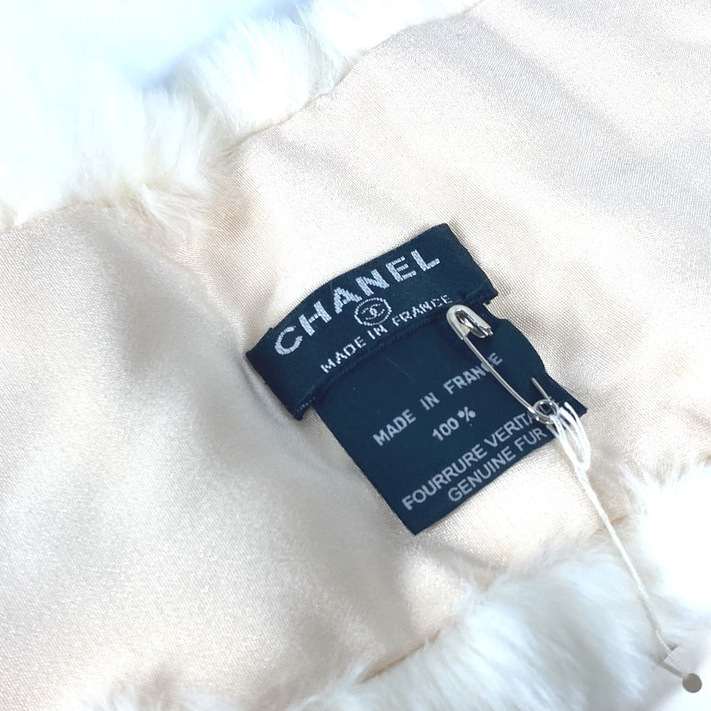 CHANEL Scarf Fur , Lapin white fur Women