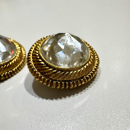 CHANEL Earring metal gold Clear stone