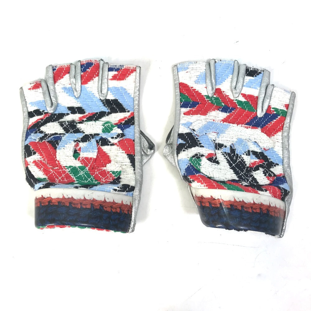 CHANEL Glove leather Silver 16S Gloves CC COCO Mark Women
