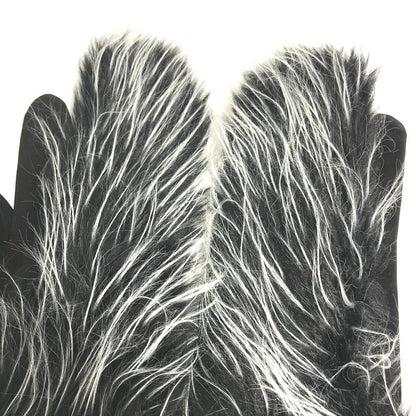 CHANEL gloves suede black Fur CC COCO Mark Women 7.5