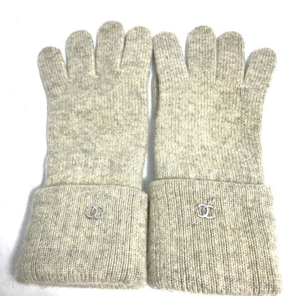 CHANEL gloves cashmere Beige type CC COCO Mark Women