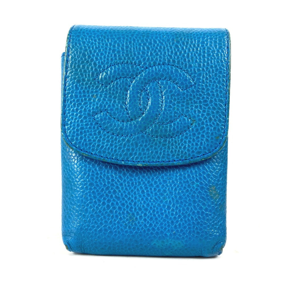 CHANEL Cigarette case A13511 Caviar skin blue CC COCO Mark unisex(Unisex)