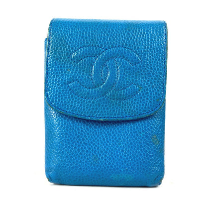 CHANEL Cigarette case A13511 Caviar skin blue CC COCO Mark unisex(Unisex)