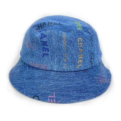CHANEL hat denim blue Total pattern logo denim crusher hat Women M