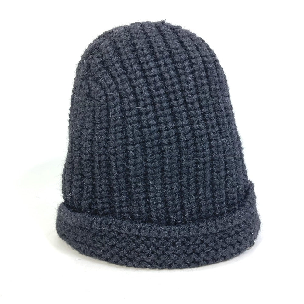 CHANEL Knit hat P39166 Fabric , Alpaca/Silk black Beanie knit cap COCO Mark Braid Women