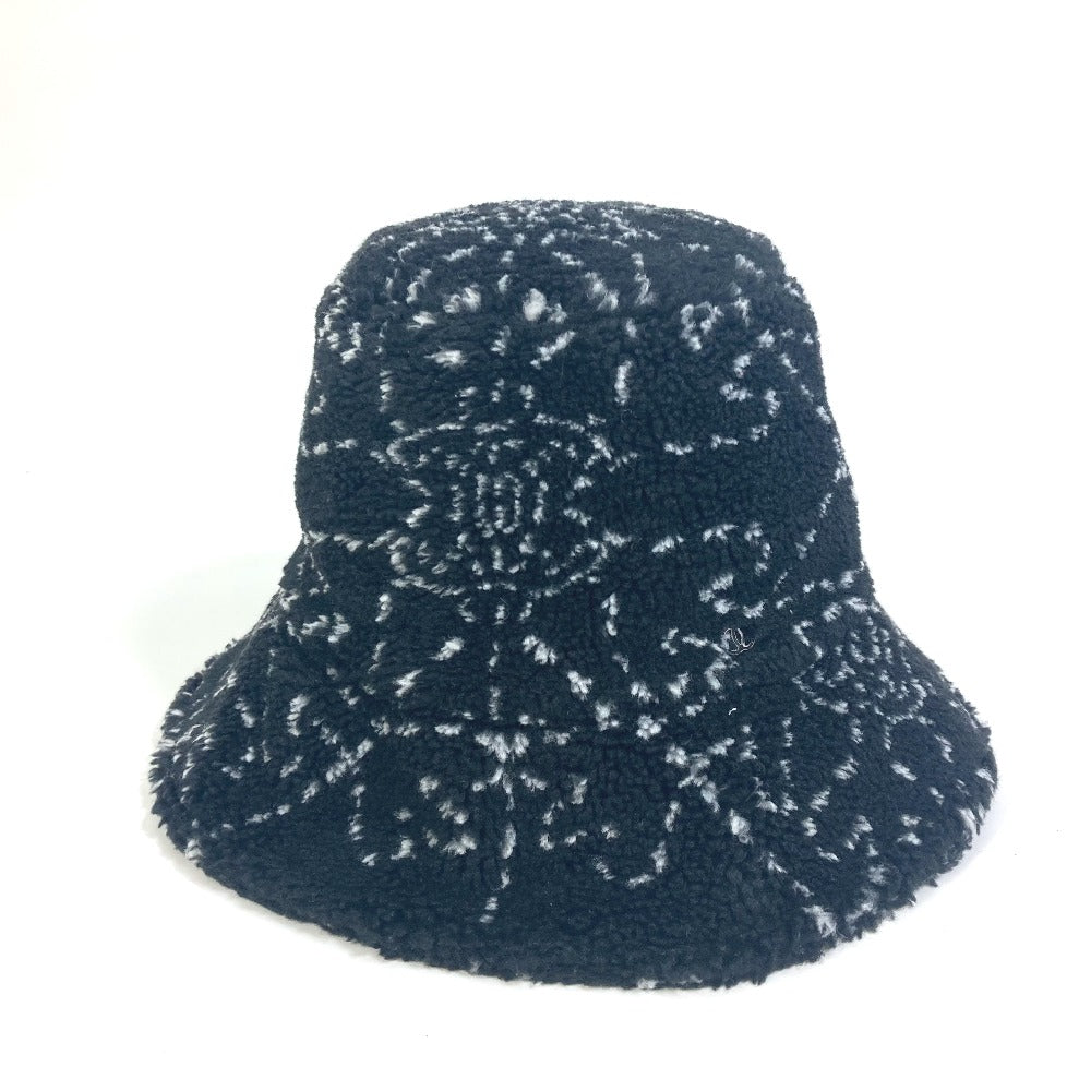 CHANEL hat Fur / Polyester / Cotton black hat COCO Mark CC Women S