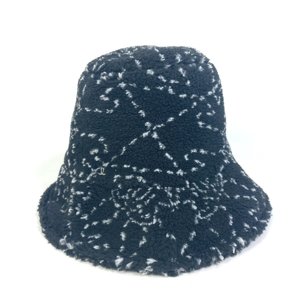 CHANEL hat Fur / Polyester / Cotton black hat COCO Mark CC Women S