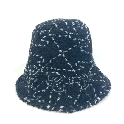 CHANEL hat Fur / Polyester / Cotton black hat COCO Mark CC Women S