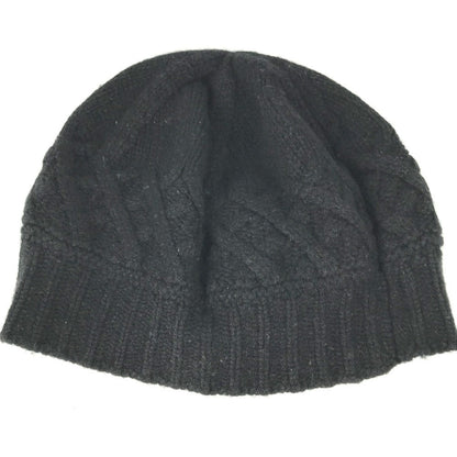 CHANEL Knit hat cashmere black NO 5 Number 5 logo Women