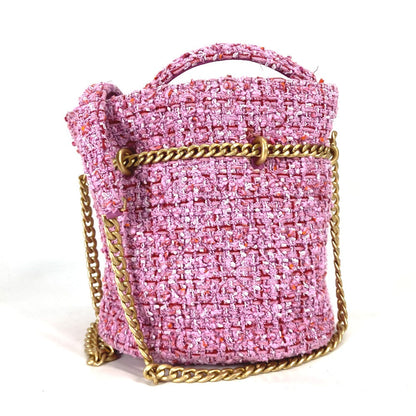 CHANEL Shoulder Bag tweed pink 2022Stainless Steel CC COCO Mark Chain