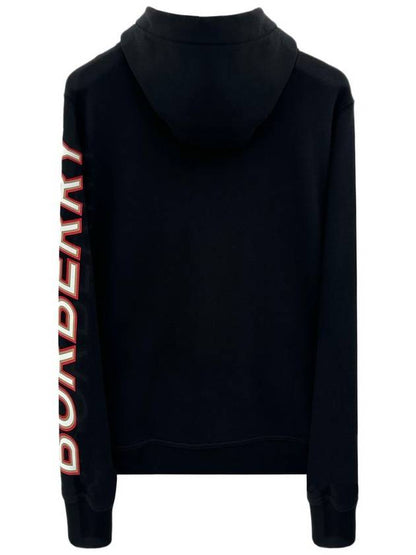 Luxury Burberry Logo Print Overfit Zip-Up Hoodie Black