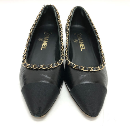 CHANEL pumps G35386 leather black 20C CC COCO Mark Chain 35  1/2C