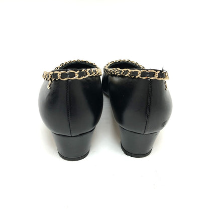 CHANEL pumps G35386 leather black 20C CC COCO Mark Chain 35  1/2C