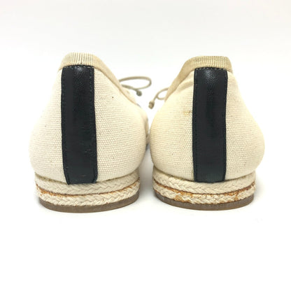 CHANEL pumps canvas white COCO Mark Espado Ribbon Women 35