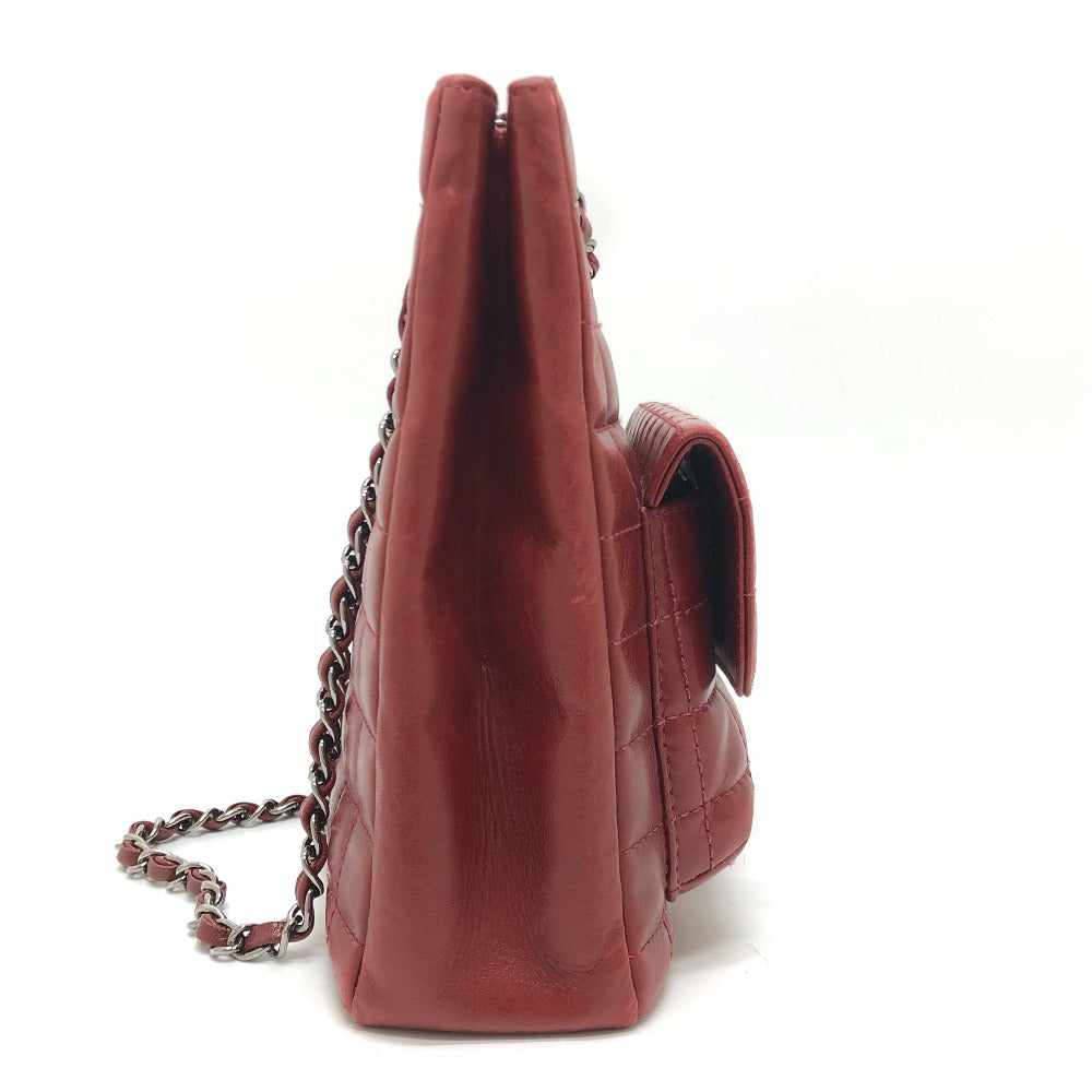 CHANEL Tote Bag lambskin Red Chocolate bar 2.55