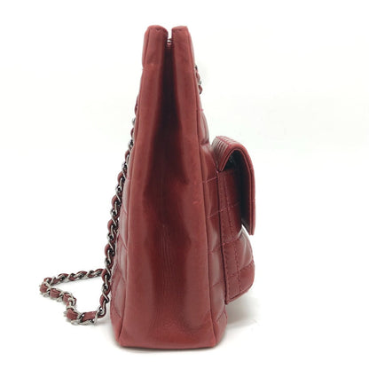 CHANEL Tote Bag lambskin Red Chocolate bar 2.55