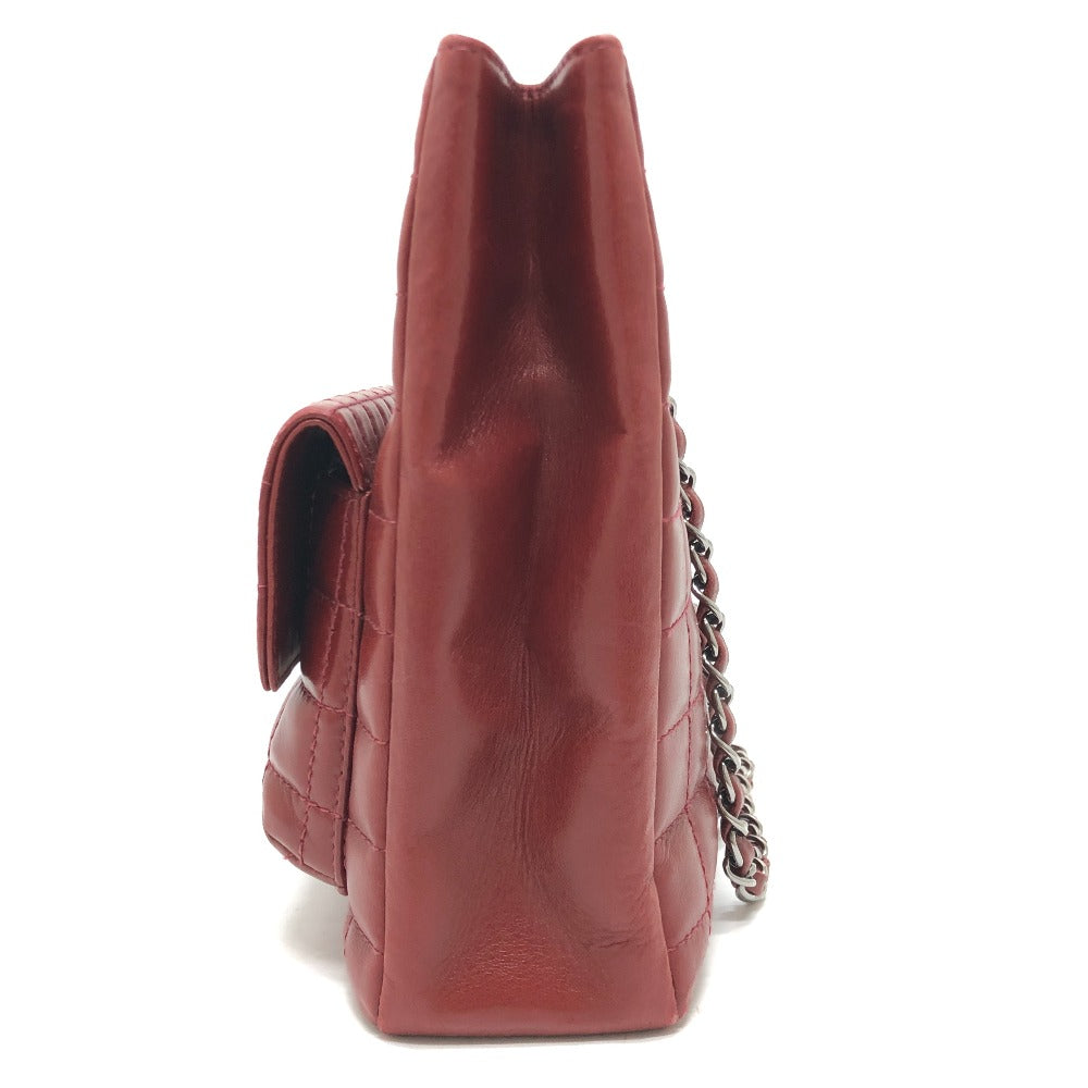CHANEL Tote Bag lambskin Red Chocolate bar 2.55