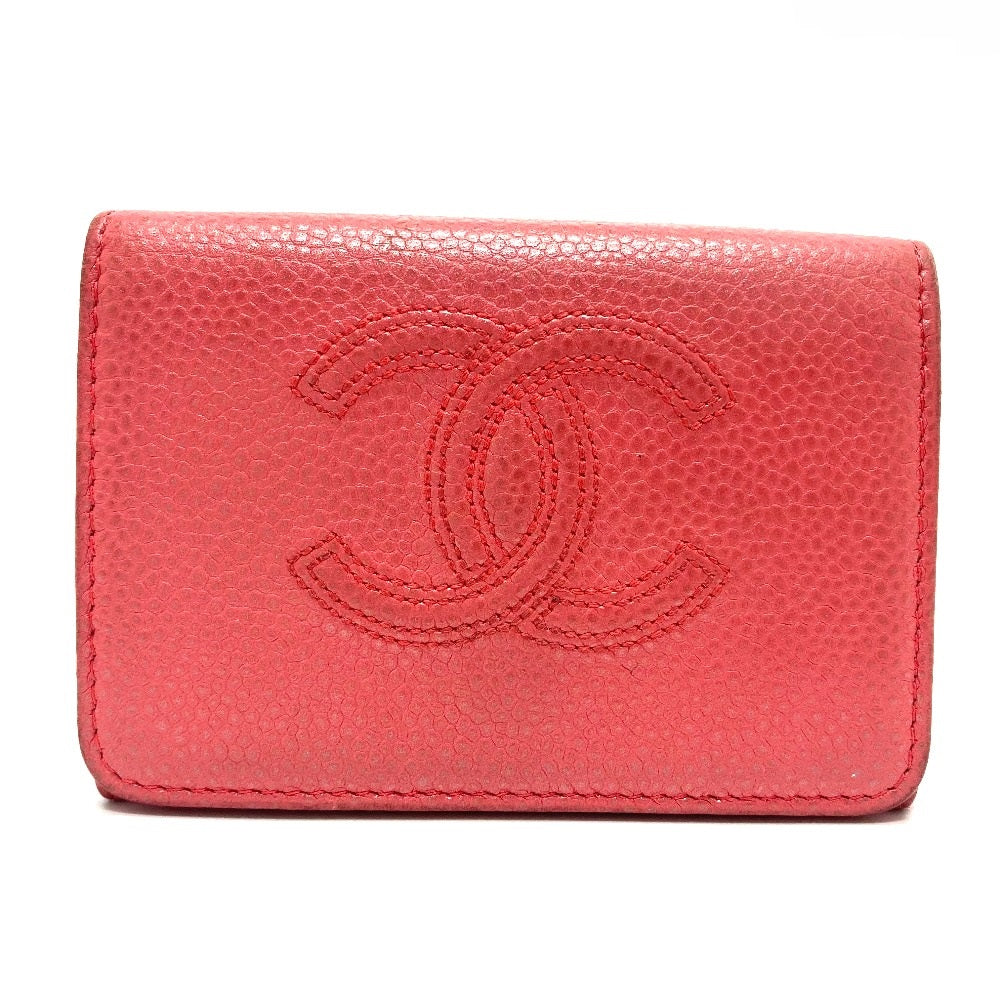 CHANEL Trifold wallet A70796 Caviar skin salmon pink CC COCO Mark W Hook Wallet Small Flap Wallet Women