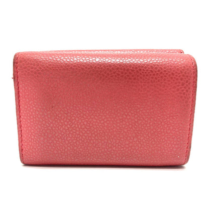 CHANEL Trifold wallet A70796 Caviar skin salmon pink CC COCO Mark W Hook Wallet Small Flap Wallet Women