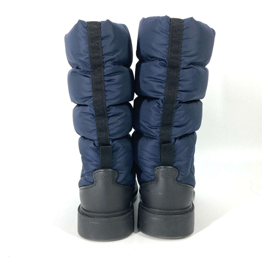 CHANEL boots G33075 Nylon Navy quilting CC COCO Mark Women 37