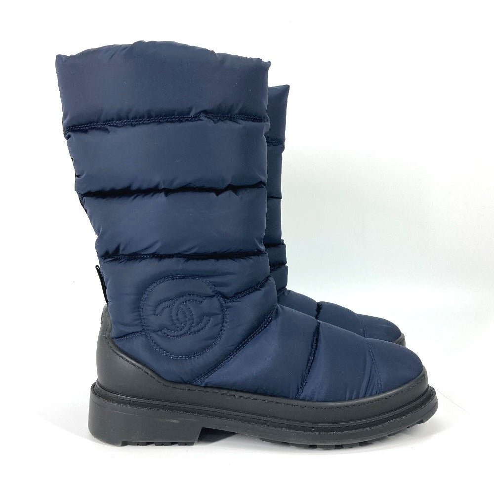 CHANEL boots G33075 Nylon Navy quilting CC COCO Mark Women 37