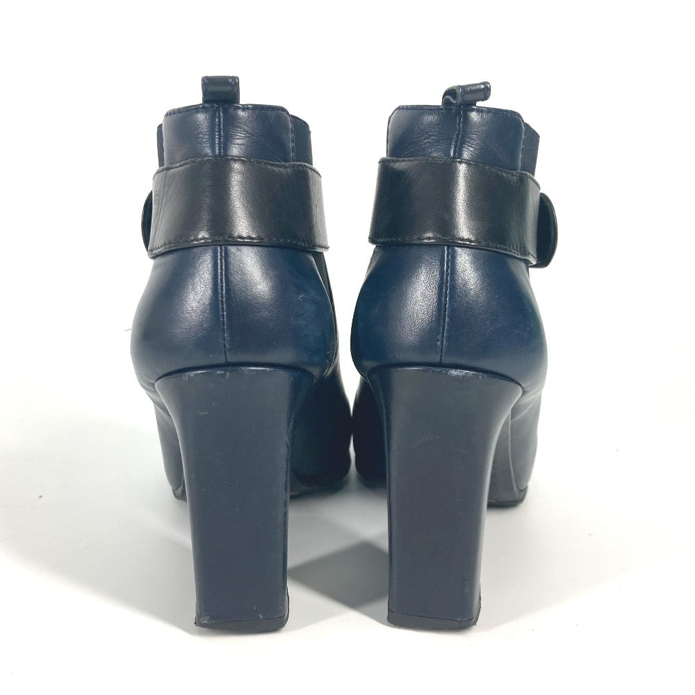 CHANEL boots G29293 leather Navy short boots shoes shoes heels CC COCO Mark Turnlock 37 1/2C