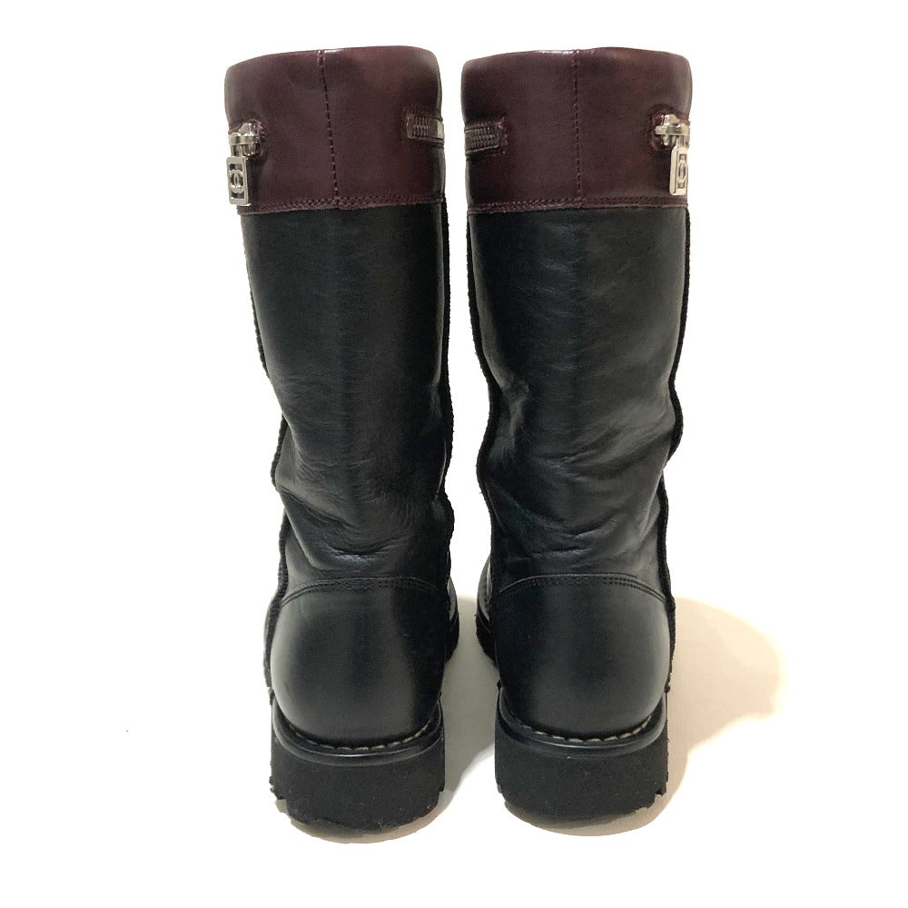 CHANEL boots lambskin Black x Bordeaux Here Cocoon Women 35