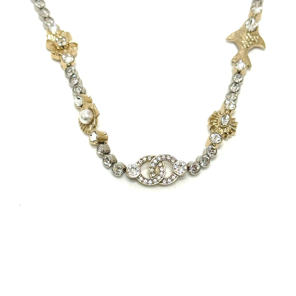 CHANEL Necklace ABE913 metal gold 25C Costume Pearl & Strass Marine Style