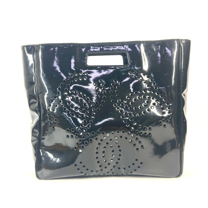 CHANEL Handbag enamel black Punching logo Triple Coco CC COCO Mark Women