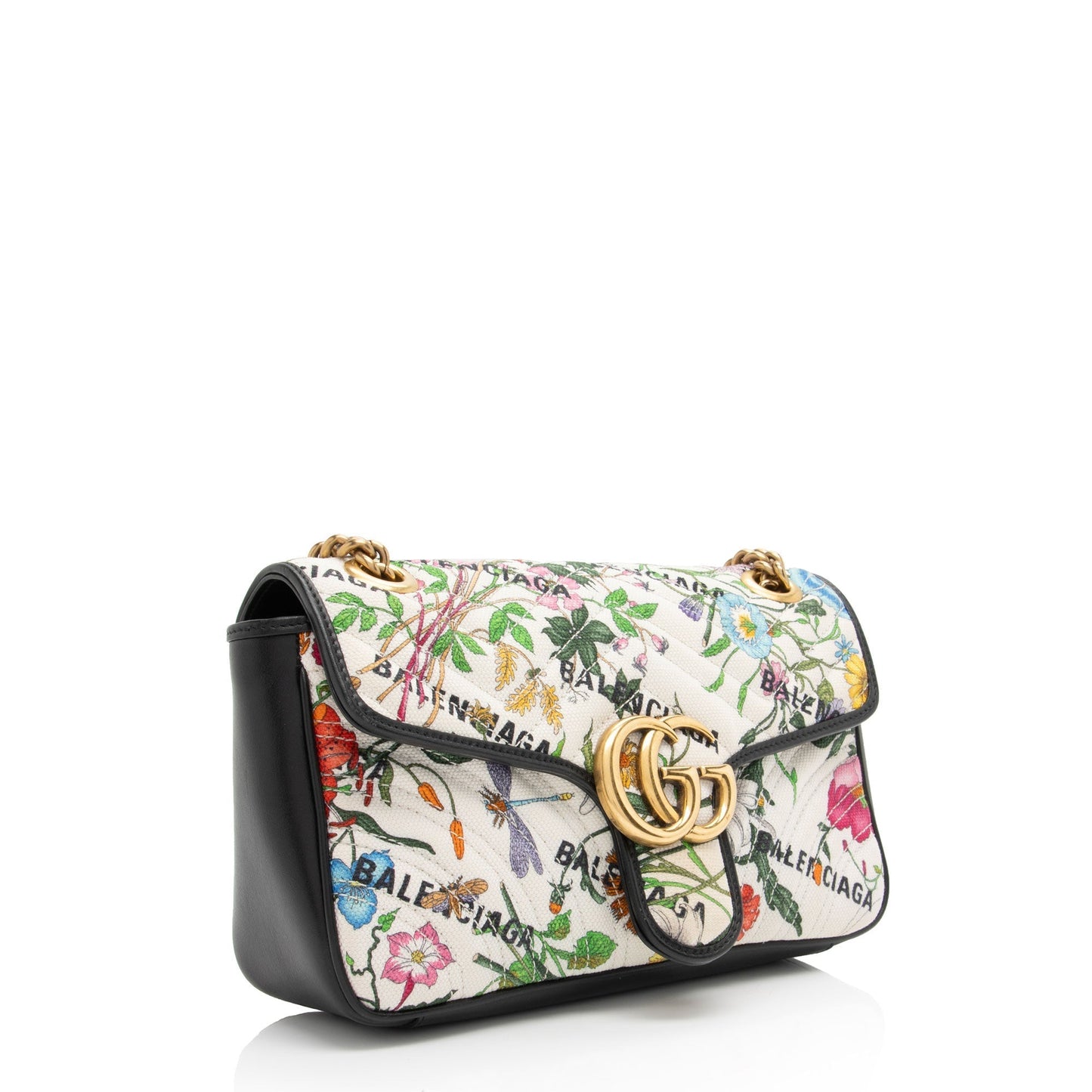 Gucci x Luxury Balenciaga Trending 2025 Canvas Flora GG Marmont The Hacker Project Small Flap Shoulder Bag