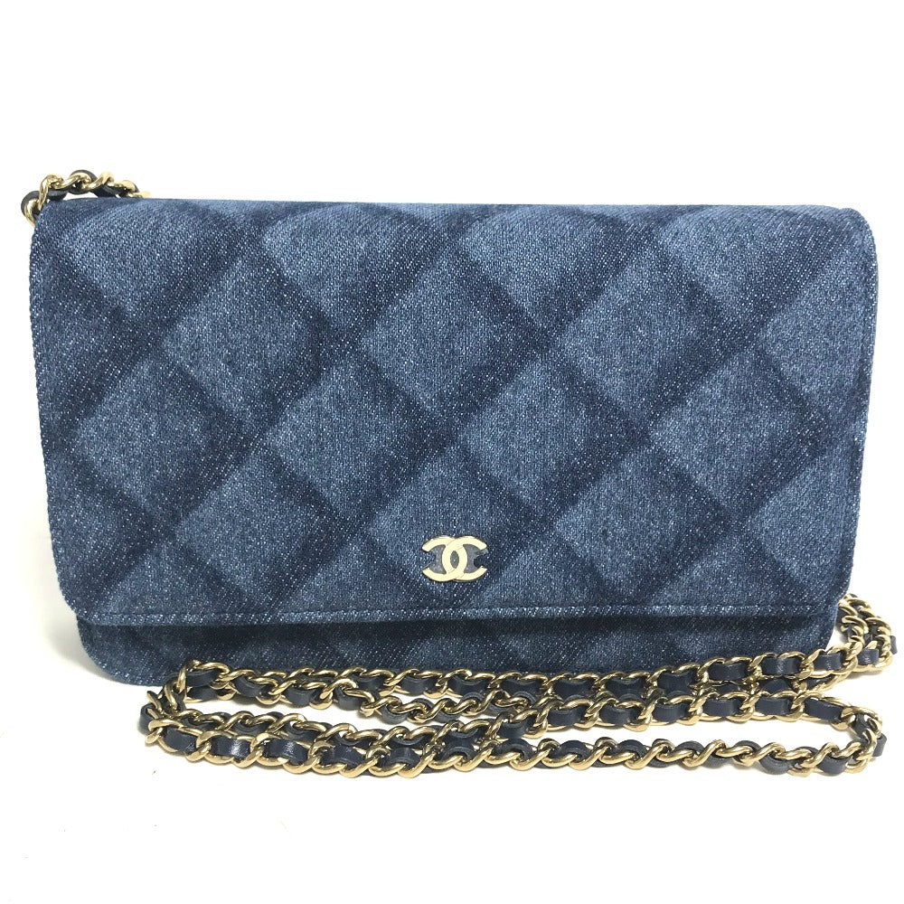 CHANEL Shoulder Bag AP0250 denim blue Long Wallet Purse Chain Bag Matrasse Women