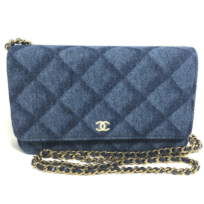 CHANEL Shoulder Bag AP0250 denim blue Long Wallet Purse Chain Bag Matrasse Women