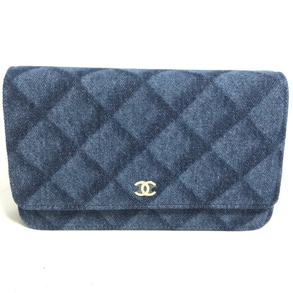 CHANEL Shoulder Bag AP0250 denim blue Long Wallet Purse Chain Bag Matrasse Women