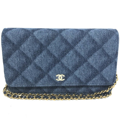 CHANEL Shoulder Bag AP0250 denim blue Long Wallet Purse Chain Bag Matrasse Women