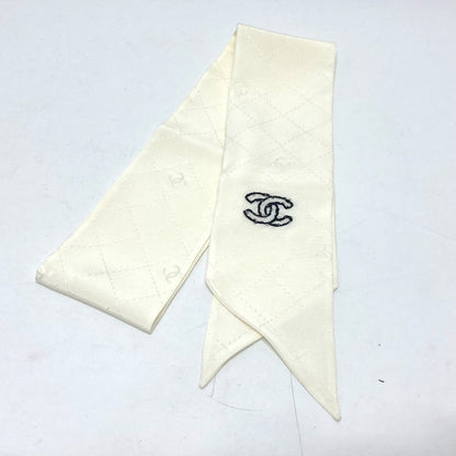 CHANEL scarf silk white COCO Mark Matrasse Women