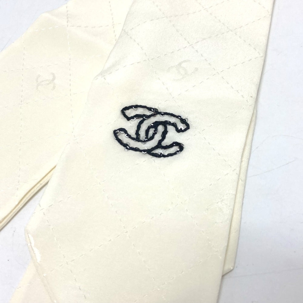 CHANEL scarf silk white COCO Mark Matrasse Women